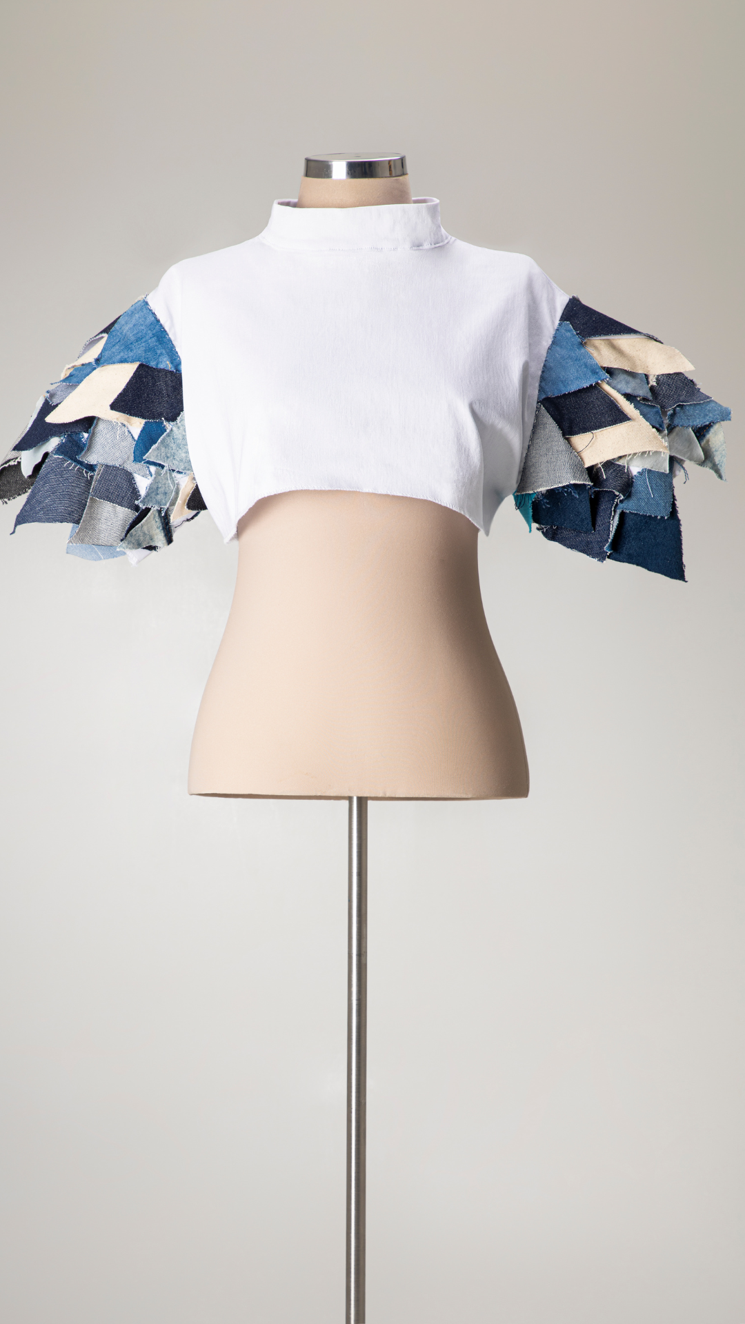 CROP TOP PATCHWORK DENIM