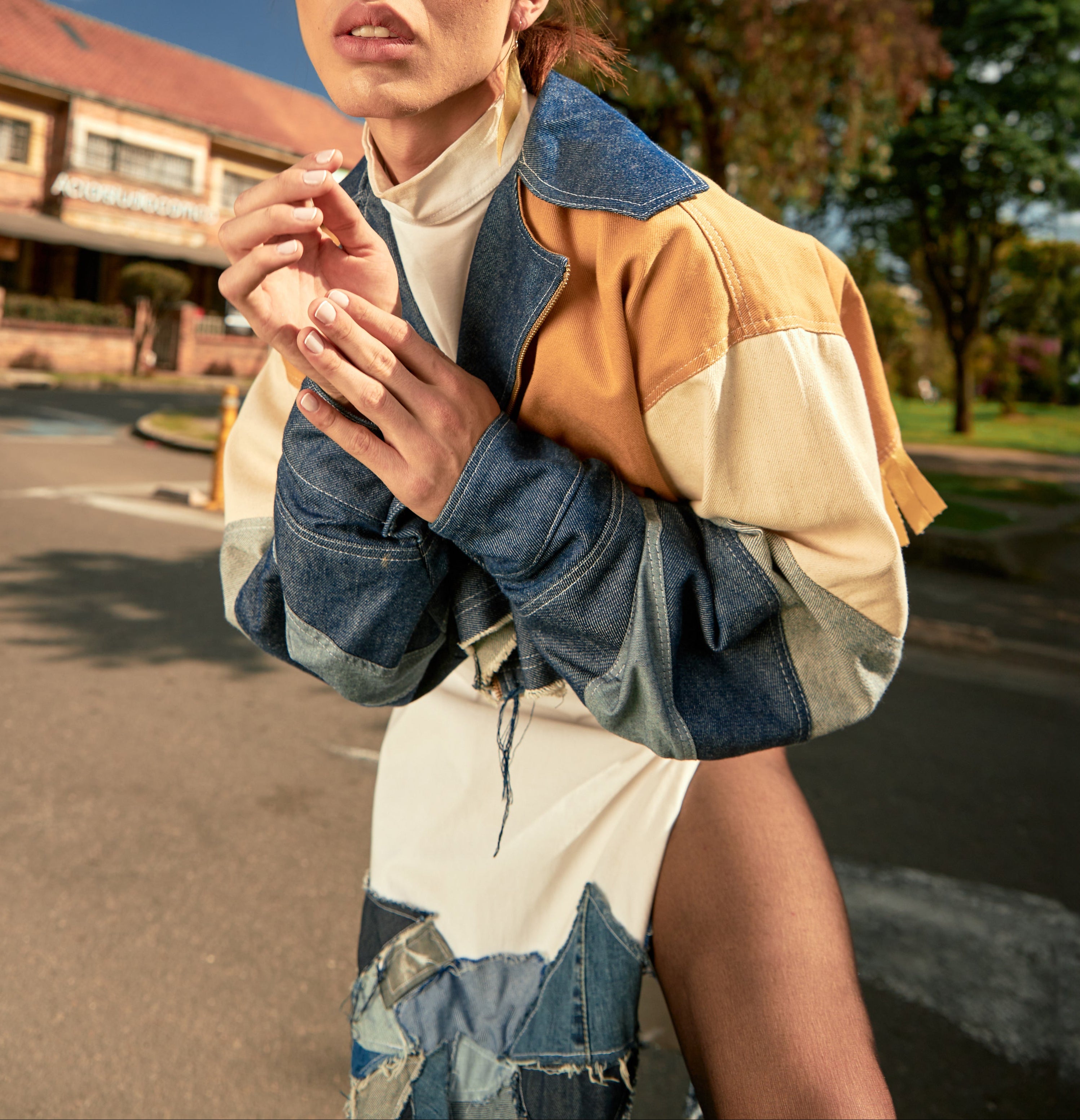 DENIM JACKET MIX TERRA CROP TOP